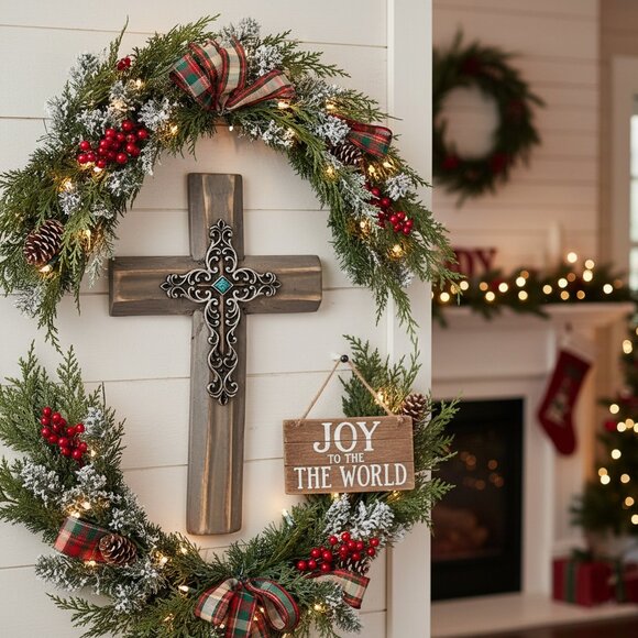 Brown and Silver Wood Wall Cross Religious Home Decor Christmas Gift Keepsake - Picture 1 of 3